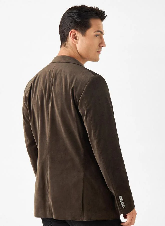 Iconic Iconic Solid Peak Lapel Blazer with Pockets