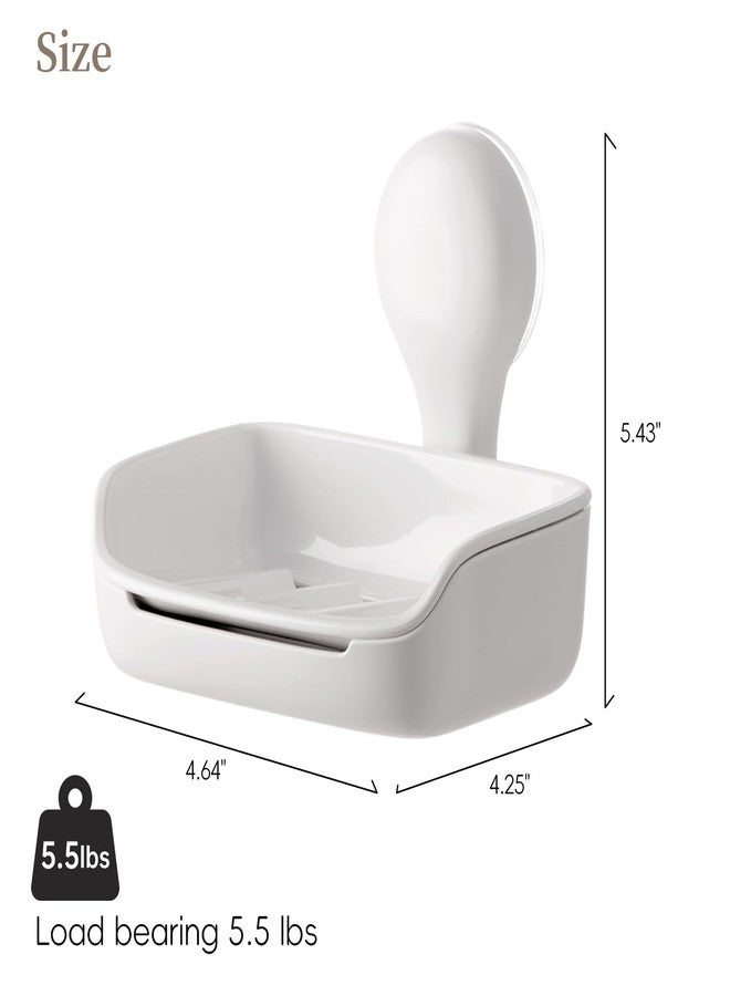 PAVSTINE Suction Cup Soap Holder for Shower, Strong Vacuum Suction Wall Mounted Soap Dish with Self-Draining Design, No Drill Reusable Sponge Tray for Bathroom, Kitchen Sink, White - Image 2
