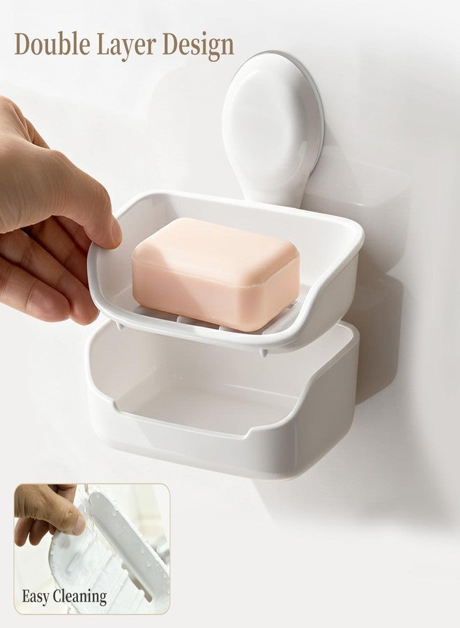 PAVSTINE Suction Cup Soap Holder for Shower, Strong Vacuum Suction Wall Mounted Soap Dish with Self-Draining Design, No Drill Reusable Sponge Tray for Bathroom, Kitchen Sink, White - Image 3