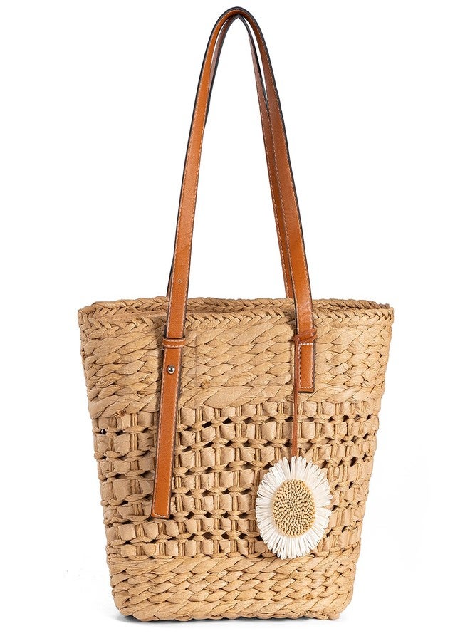 boshiho Straw Beach Bag for Women, PU Leather Strap Top Handle Basket Tote Handbag Purse 2025 - Image 1