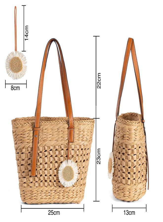 boshiho Straw Beach Bag for Women, PU Leather Strap Top Handle Basket Tote Handbag Purse 2025 - Image 5
