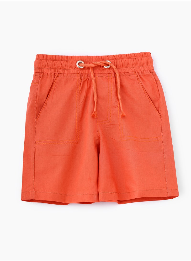 JAM Bright Orange Woven Cotton Shorts for Boys  - Image 1