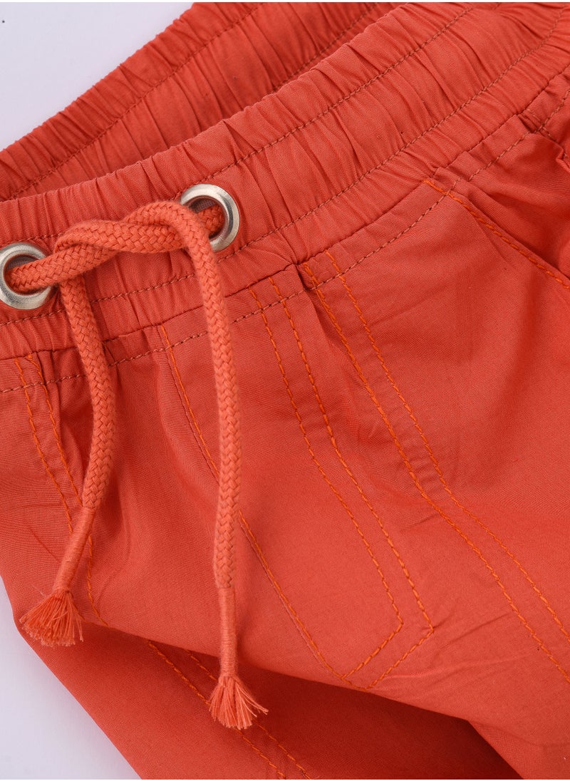 JAM Bright Orange Woven Cotton Shorts for Boys  - Image 4