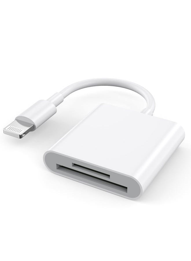 esbeecables Sd Card Reader for iPhone iPad Camera,[Apple MFi Certified] Dual Slot Lightning to SD/TF Card Camera Memory Card Reader Adapter for iPhone 14/13/12/11/X/XS/XR/8/7 iPad,Quickly Transfer Photos Videos - Image 1