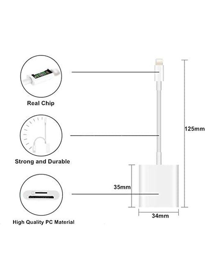 esbeecables Sd Card Reader for iPhone iPad Camera,[Apple MFi Certified] Dual Slot Lightning to SD/TF Card Camera Memory Card Reader Adapter for iPhone 14/13/12/11/X/XS/XR/8/7 iPad,Quickly Transfer Photos Videos - Image 2