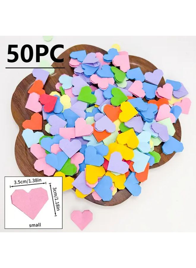 50 قطعة صغيرة ملونة من قلوب الأوريغامي المصنوعة يدويًا كهدايا لحفلات أعياد الميلاد والتخرج والزفاف - Image 1