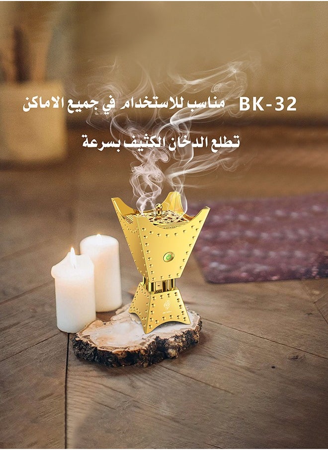 عود بخور مبخرة كهربائية طراز جديد لعام 2024 مبخرة معدنية بقدرة 2500 مللي أمبير في الساعة بخاصية الروائح-ذهبي  - Image 5