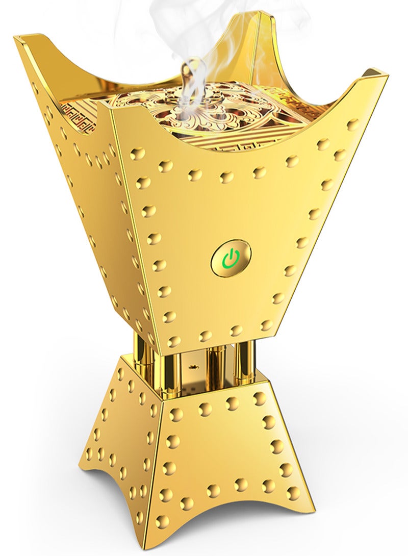 Oud Bukhoor New Style Electric Incense Burner Metal Censer 2500mAh Censer Aromatherapy-Gold - Image 1