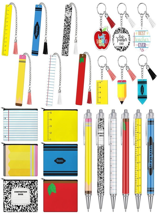 Tinlade 24 Pcs Teacher Appreciation Gifts Bulk Teacher Graduation Gifts Thank You Gift Ballpoint Pens Keychain Composition Book Makeup Bag Bookmark for Teacher's Day Gift Ideas School Supplies Office - Image 1