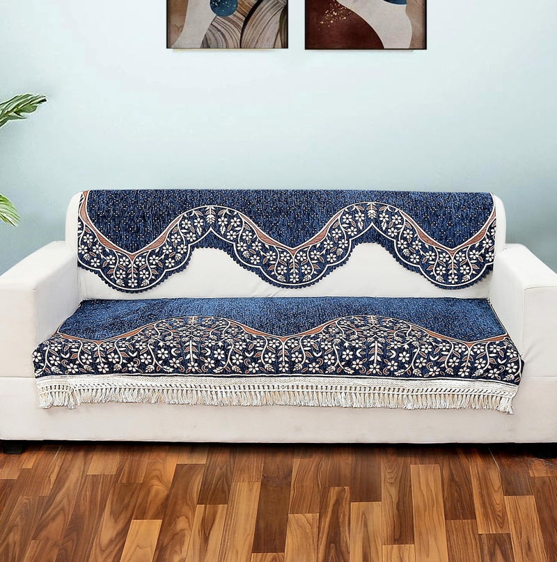 AMAZE ATTIRES Floral Sofa Cover Set of 3 Seater | Slipcover for 3 Seater Sofa Panel Cover, Easily Machine Washable Sofa Seat Runner for Couch | 6 Piece, Design 3 - Image 1