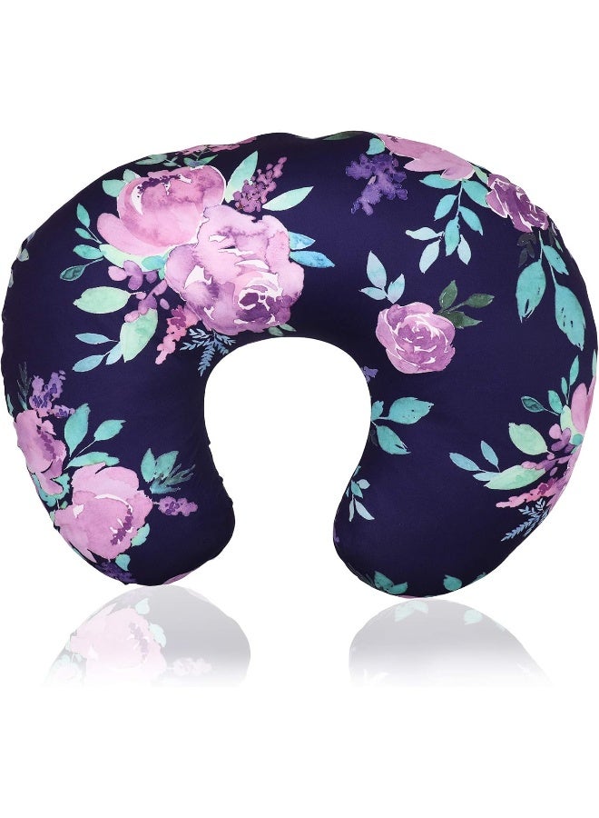 TANOFAR Purple Floral Nursing Pillow Cover, Breastfeeding Pillow Slipcover for Baby Boys & Girls, Nursing Pillow Case for Newborn, Soft Fabric Fits Snug On Infant, Washable & Breathable, Watercolor Flower - Image 1