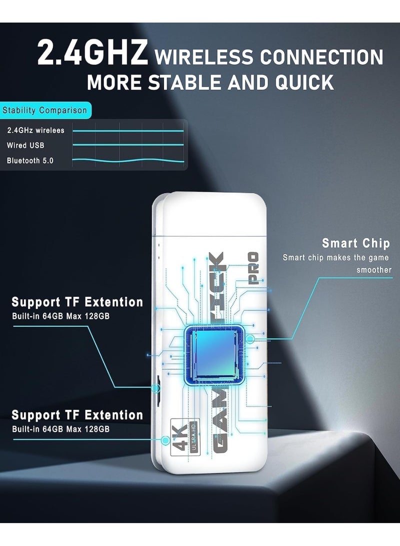 Wireless Retro Game Stick – 4K HD Plug & Play Console with 24000+ Games – Dual Player TV Gaming with 2 Wireless Controllers - Image 4