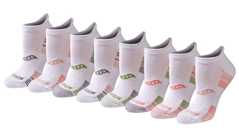Saucony Women's RunDry Performance 8, 16 Pairs Heel Tab Athletic Socks, S-L, White Rose Assorted (8 Pairs), Medium - Image 1