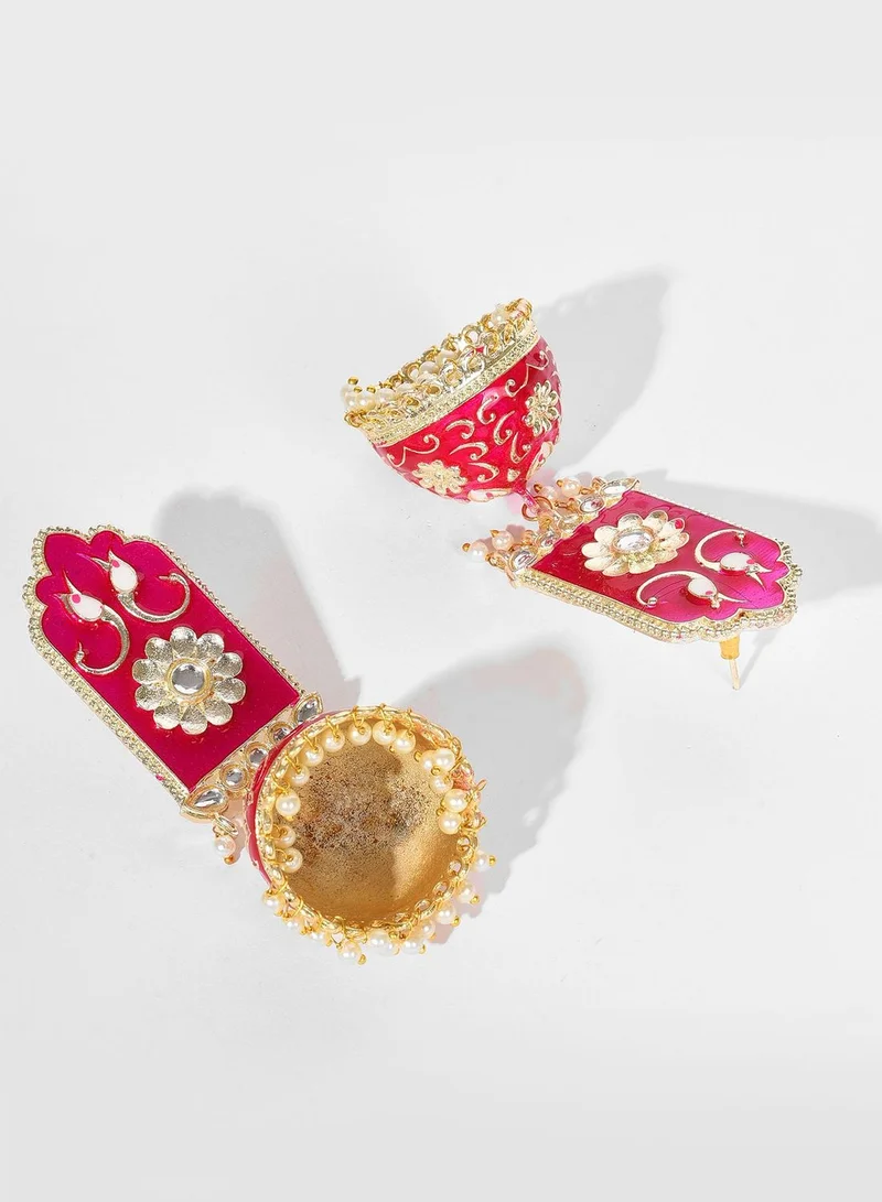 SOHI Gold Plated Pearls Drop Earring