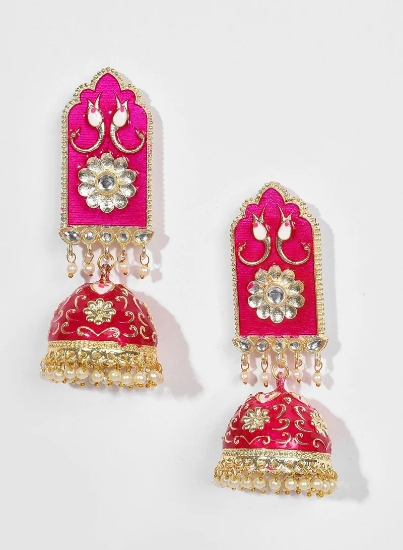 SOHI Gold Plated Pearls Drop Earring