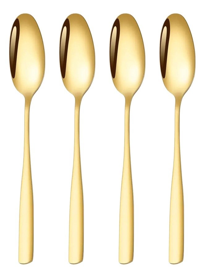 Naidev Tea Spoon Set of 4 pcs, 18/10 Stainless Steel, Squared Edge, Smooth Finish,Coffee Spoons, Easy-Clean Spoon for Celebrations, Family Dinners, Hotel, Restaurants, (4, Gold) - Image 1