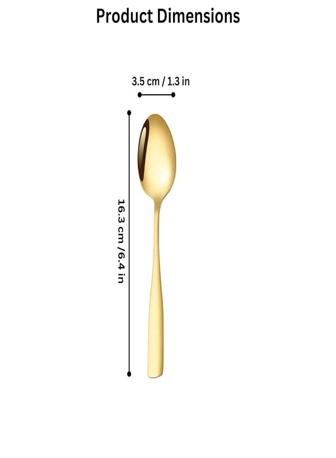 Naidev Tea Spoon Set of 4 pcs, 18/10 Stainless Steel, Squared Edge, Smooth Finish,Coffee Spoons, Easy-Clean Spoon for Celebrations, Family Dinners, Hotel, Restaurants, (4, Gold) - Image 2