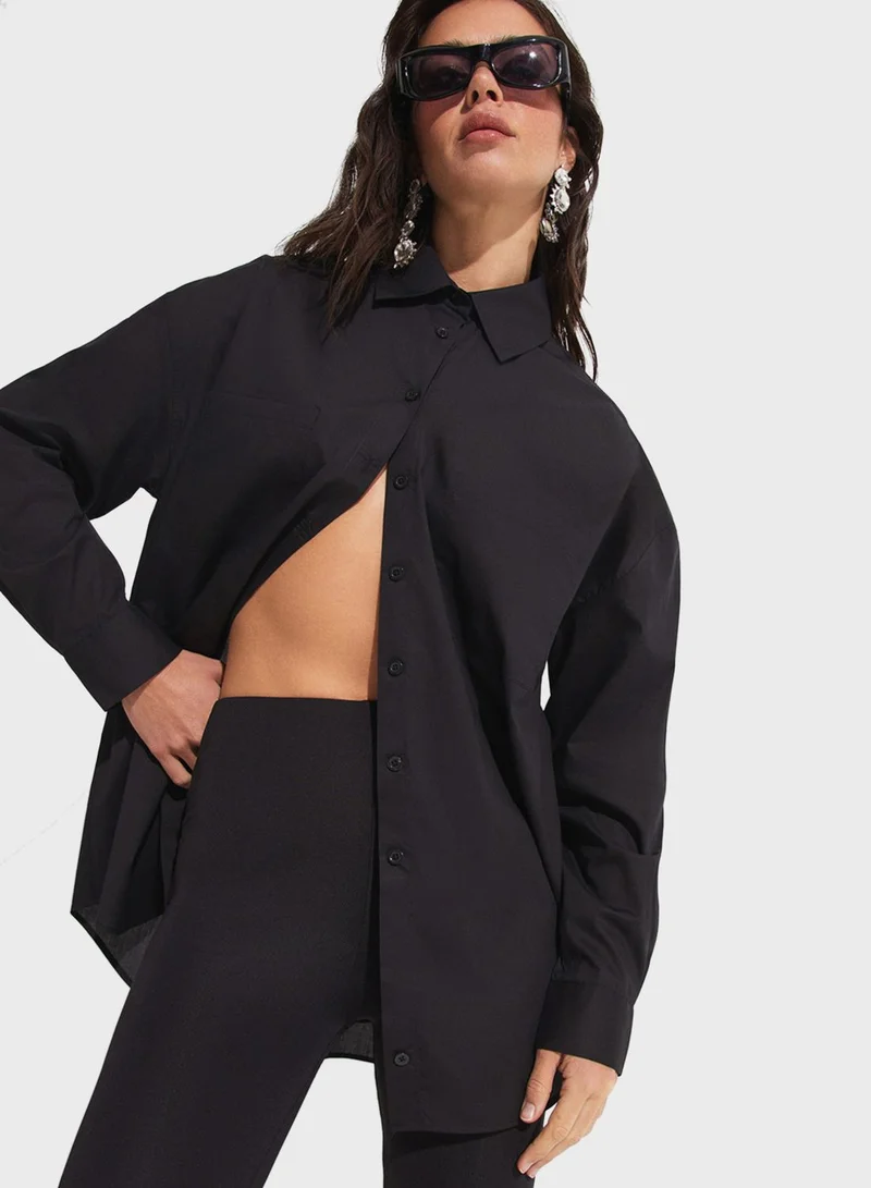 JUNE Pocket Detail Button Down Shirt