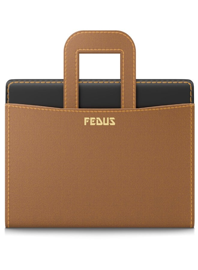 FEDUS Files for Documents 10 Leafs Foolscap Size (Bigger Than A4 Size) 4 Ring File with Hidden Handle Multipurpose Leatherette Portfolio Professional Executive Document File Folder for certificates - Image 1