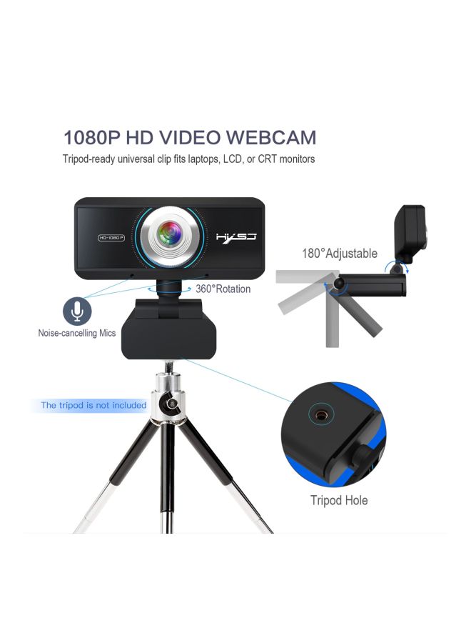 NIBEMINENT 1080P Manual Focus Webcam Black  - Image 5