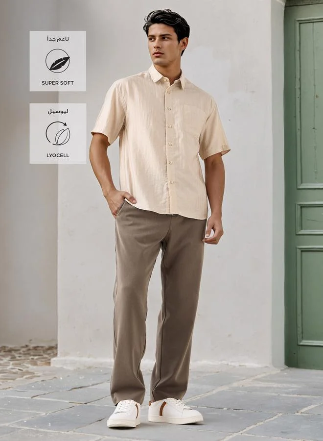 Iconic Iconic Boxy Fit Striped Shirt with Chest Pocket