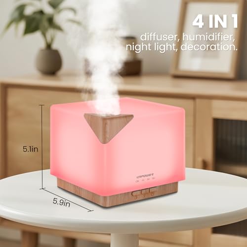 URPOWER Aromatherapy Essential Oil Diffuser Humidifier, 700ml Large Capacity Modern Ultrasonic Aroma Diffusers Running 20+ Hours with Adjustable Mist Mode/4 Timer Settings for Home Office Study - Image 5