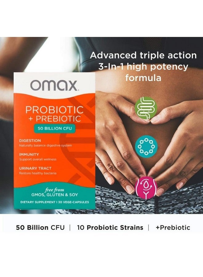Omax3 Boxes Vegan Probiotic + Prebiotic Supplement Pills, 50 Billion CFU, 10 Clinically Studied Strains, Dairy-Free, Non-GMO, Blister Packed (90 Vege-Capsules) - Image 4
