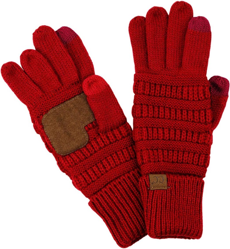 Cc Unisex Cable Knit Winter Warm Anti-Slip Touchscreen Texting Gloves - Image 1