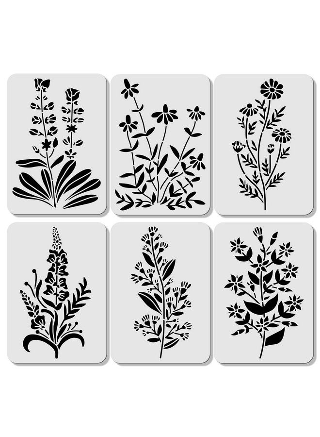 ORIGACH 6 Pcs Field Flowers Stencil For Painting 11.7×8.3 Inches Reusable Floral Painting Stencils For Painting On Woodcanvaspaperfabricfloorwall And Tile - Image 2