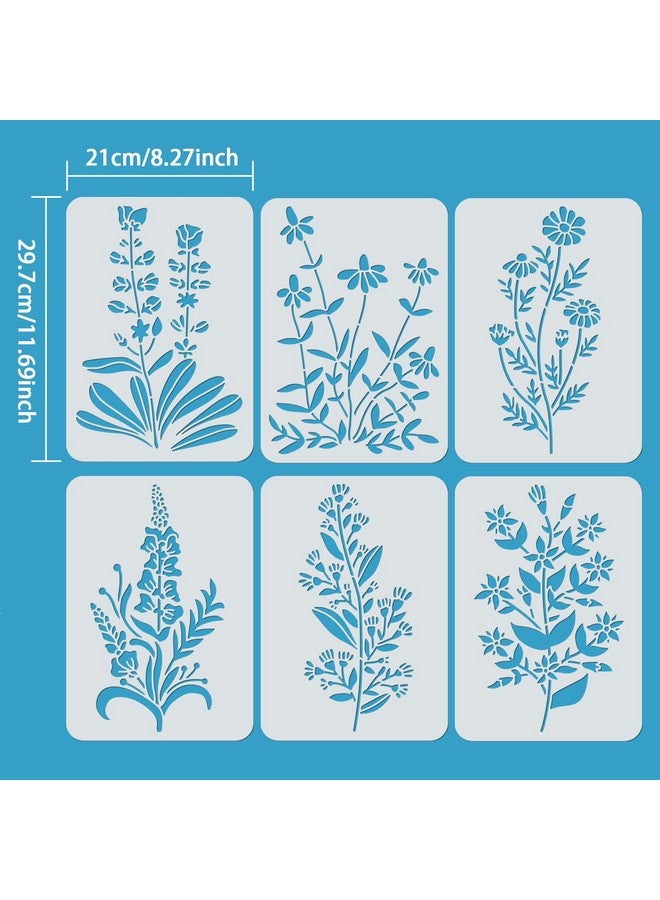 ORIGACH 6 Pcs Field Flowers Stencil For Painting 11.7×8.3 Inches Reusable Floral Painting Stencils For Painting On Woodcanvaspaperfabricfloorwall And Tile - Image 3