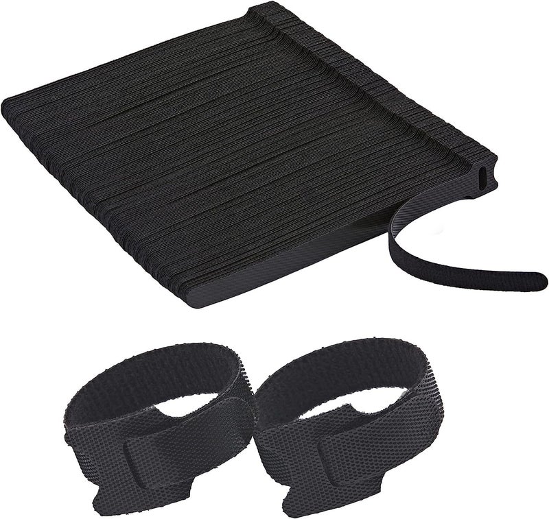 INOVERA (LABEL) 300 Pieces Cable Organizer Hook & Loop Tape - Wire/Cord Holder Management Strap - Reusable Hook & Loop Ties for PC, TV, Desk, WFH Accessories - Black - Image 1