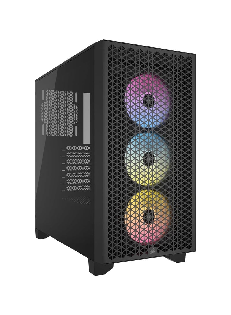 كورسير حافظة كمبيوتر متوسطة الحجم بتدفق هواء 3000D RGB - أسود - 3X مراوح AR120 RGB - دعم وحدة معالجة الرسومات رباعية الفتحات - تناسب ما يصل إلى 8X 120 مم من المعجبين - تصميم تدفق هواء عالي - Image 1