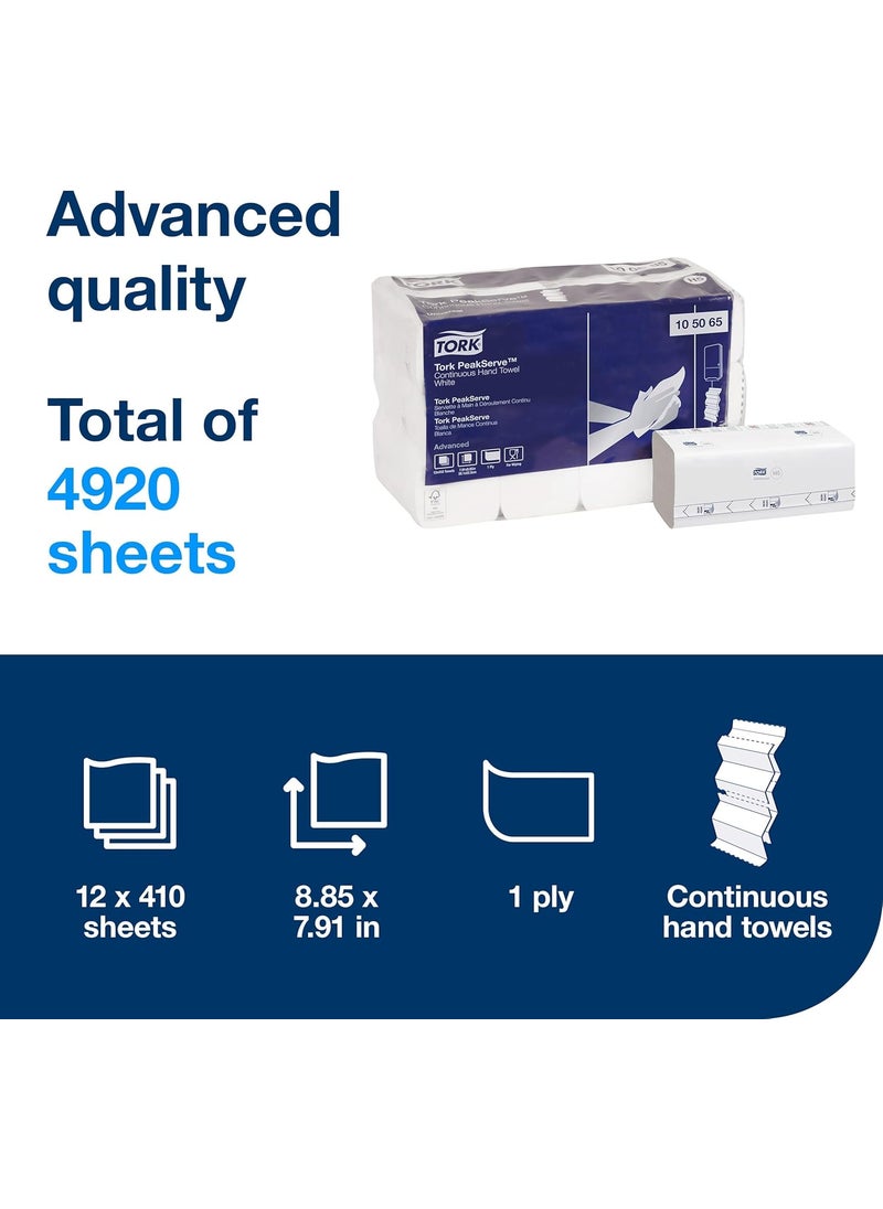 Tork PeakServe Continuous Hand Towel White H5 Advanced Compressed 12 x 410 sheets 105065