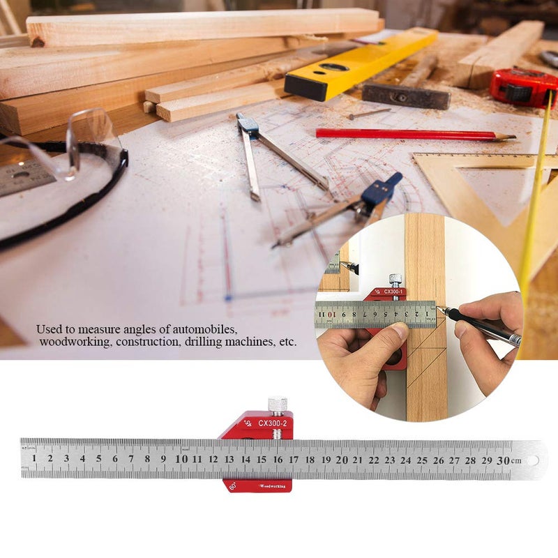 CX300 2 Scribing Ruler, Aluminum Alloy Woodworking Scriber Angle Ruler, High Accuracy Angle Measure Carpenter Marking Tool for Carpentry, ANKROYUchkq6xztu3 - Image 4