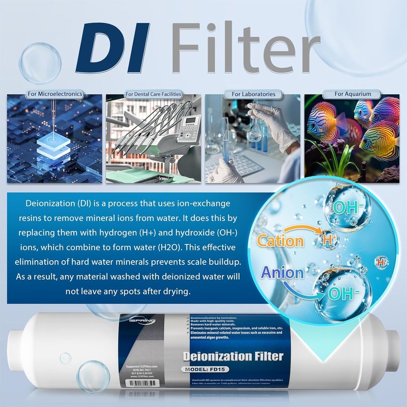 iSpring فلتر استبدال ديونيزاتيون iSpring FD15 مناسب لنظام فلتر المياه RODI للأكواريوم 10 × 25 1 عدّ - Image 2