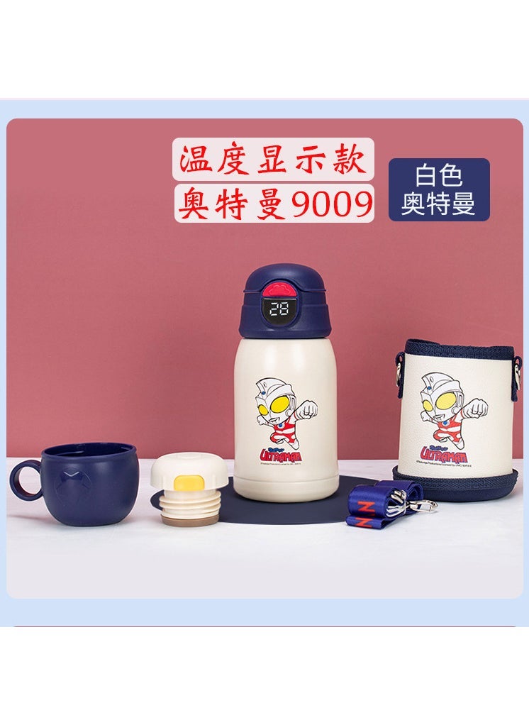 Ultraman childrens thermos cup 316 stainless steel water Cup School cartoon pot kindergarten boy Cup sippy cup Royal blue 9009 Smart (316 antibacterial) a cup of three Cover + leather cup cover 