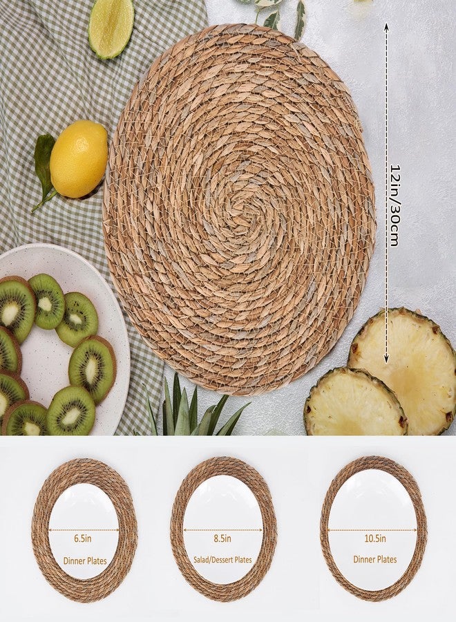 DD DEFINED DECO Defined Deco Woven Placemats Set of 10,12" Round Rattan Placemats,Natural Hand-Woven Water Hyacinth Placemats,Farmhouse Weave Place Mats,Rustic Braided Wicker Table Mats for Dining Table,Home,Wedding. - Image 2