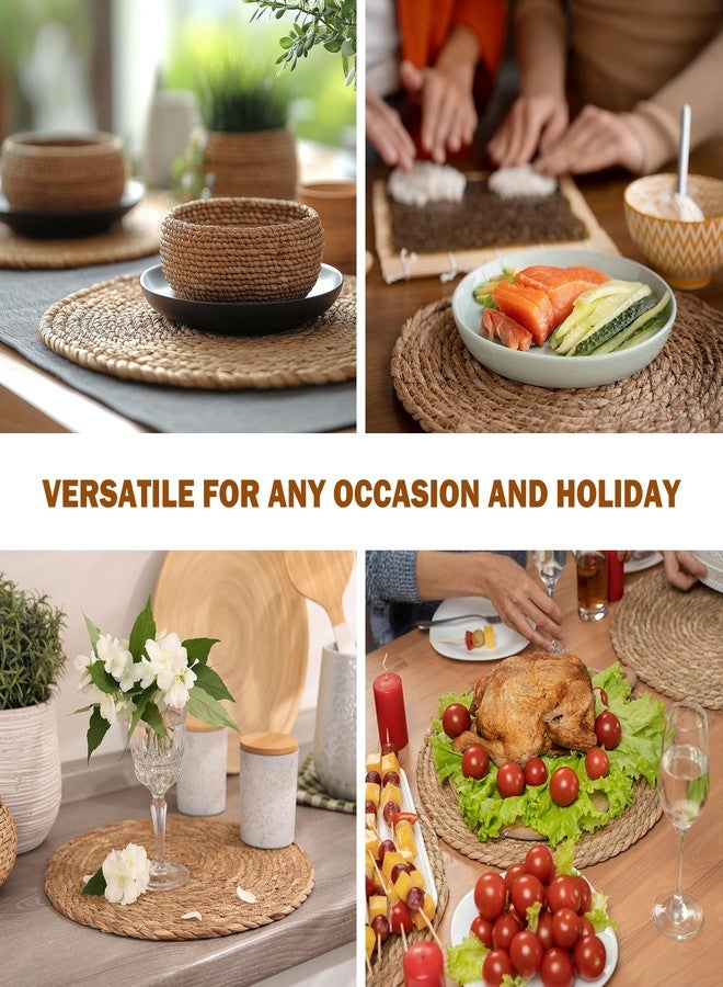 DD DEFINED DECO Defined Deco Woven Placemats Set of 10,12" Round Rattan Placemats,Natural Hand-Woven Water Hyacinth Placemats,Farmhouse Weave Place Mats,Rustic Braided Wicker Table Mats for Dining Table,Home,Wedding. - Image 5