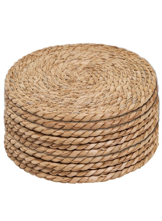 DD DEFINED DECO Defined Deco Woven Placemats Set of 10,12" Round Rattan Placemats,Natural Hand-Woven Water Hyacinth Placemats,Farmhouse Weave Place Mats,Rustic Braided Wicker Table Mats for Dining Table,Home,Wedding. - Image 1