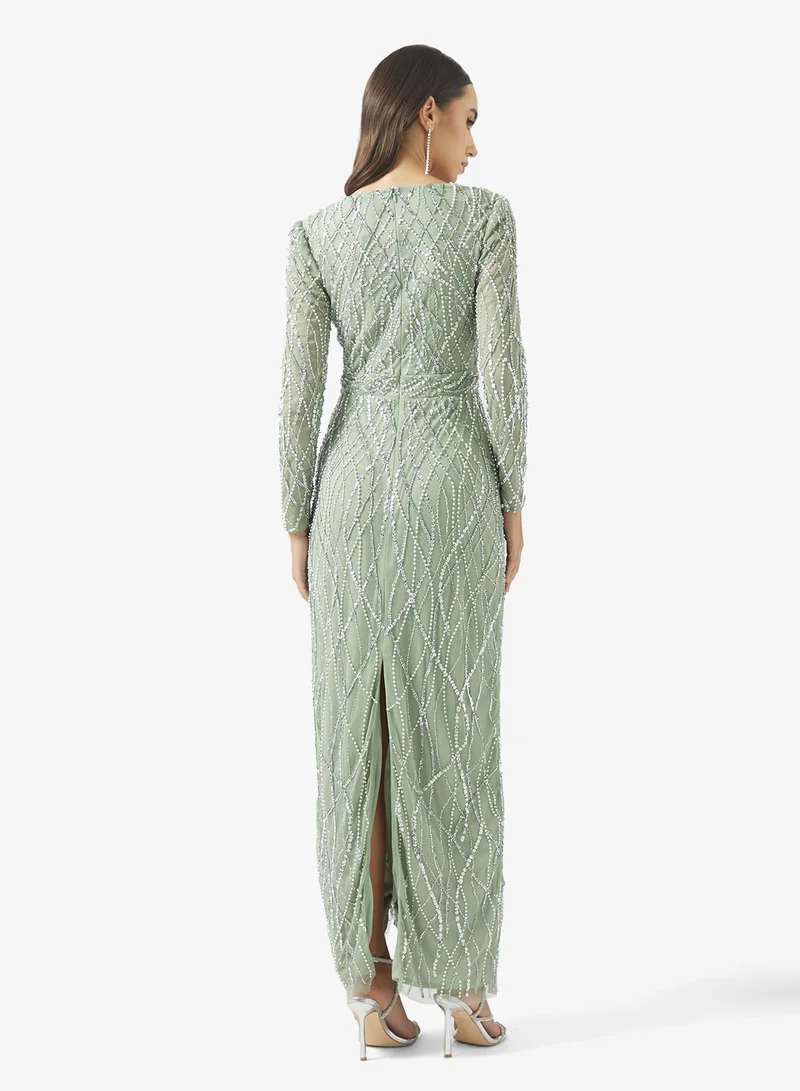 Namshi x Beaded Embellished A Line Gown