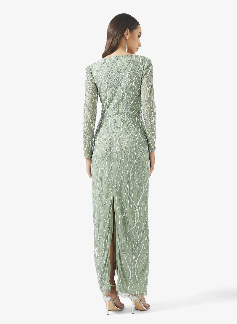 Namshi x Beaded Embellished A Line Gown - Image 2