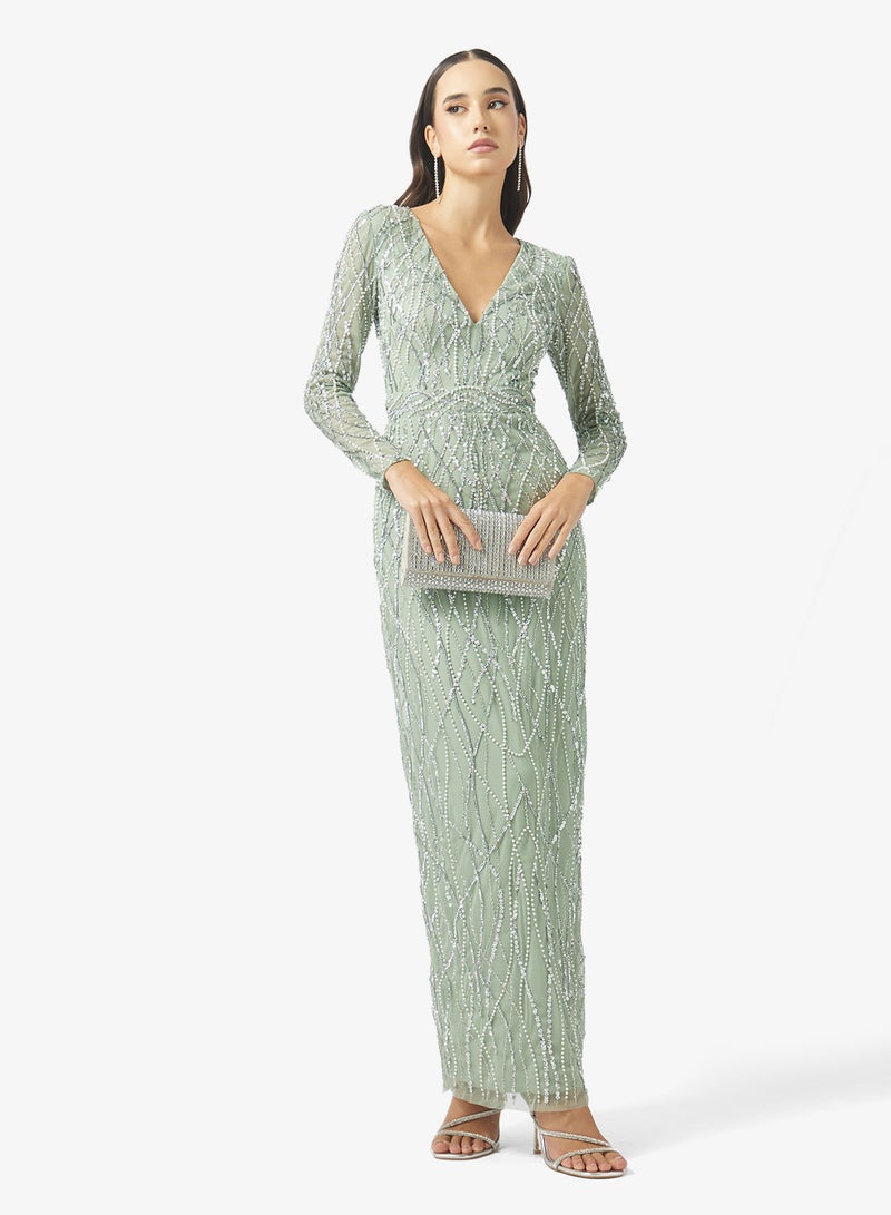 Namshi x Beaded Embellished A Line Gown - Image 4