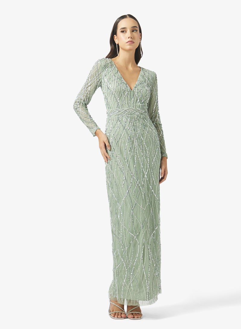 Namshi x Beaded Embellished A Line Gown - Image 1
