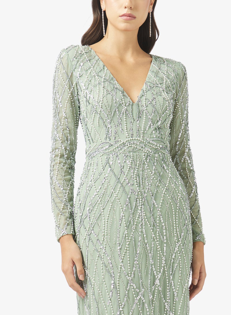 Namshi x Beaded Embellished A Line Gown - Image 3