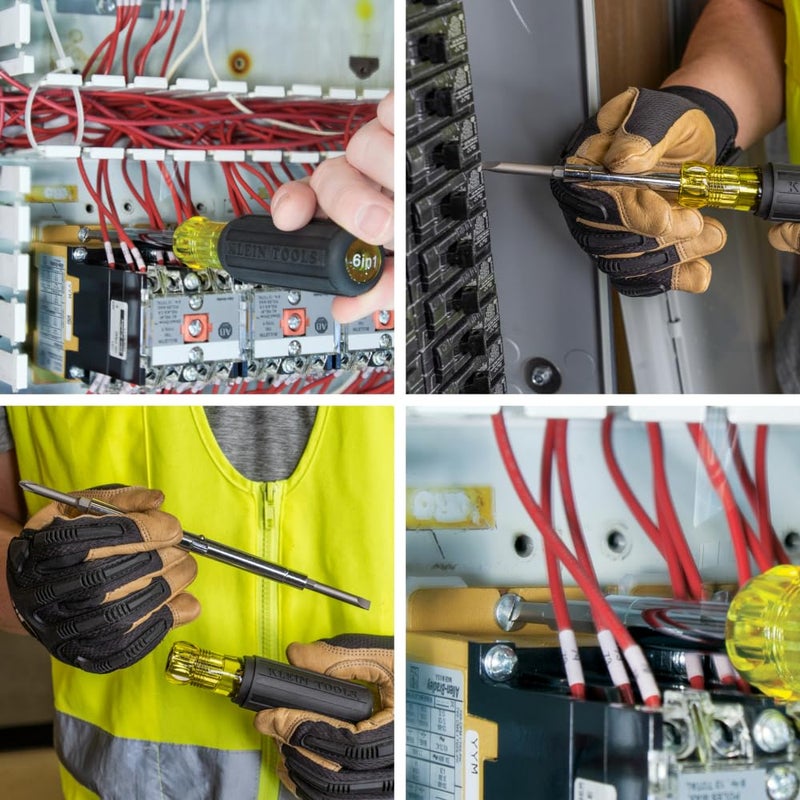 Klein Tools 32559 Multi-bit Screwdriver / Nut Driver, Extended Reach 6-in-1 Tool with Nut Driver, Phillips and Slotted Bits - Image 3