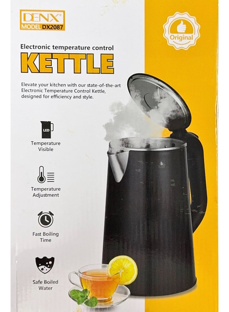 دينكس غلاية كهربائية سعة 1.6 لتر، غلاية مياه ذكية للشاي والقهوة، غلاية مياه ساخنة من الفولاذ المقاوم للصدأ، 1500 واط، غليان سريع، تحكم في درجة الحرارة قابل للتعديل، شاشة رقمية LED، خاصية الحفاظ على الدفء، إيقاف تلقائي، لمسة باردة، سخان مياه للأطفال، غلاية سلكية للمنزل والمكتب، DX2087 - Image 5