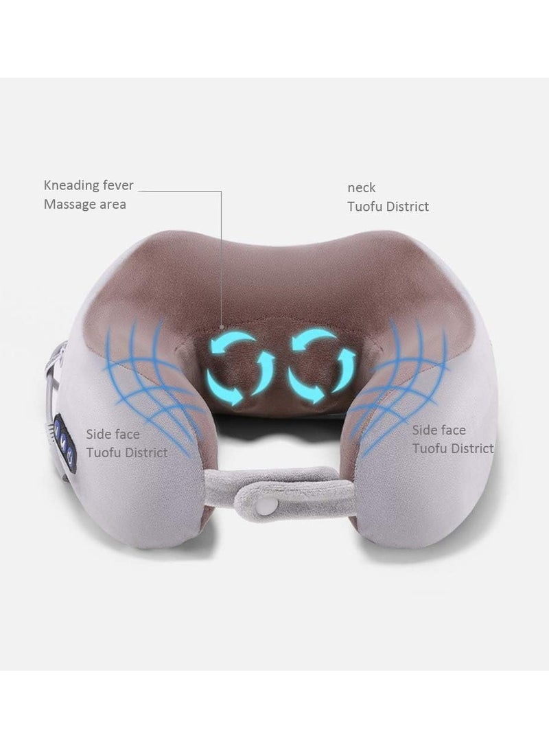 ELTRAZONE وسادة تدليك الرقبة الكهربائية للسفر، وسادة تدليك للرأس والرقبة مصنوعة من إسفنج ميموري فوم على شكل حرف U، لتخفيف الألم، للطائرات والقطارات والحافلات والسفر بالسيارة - Image 3