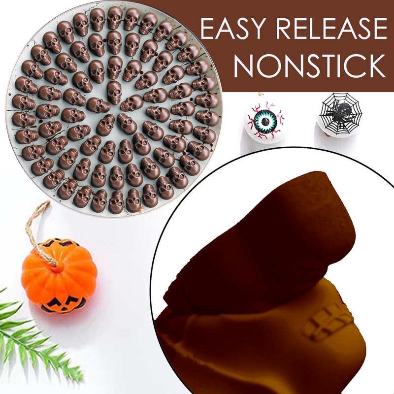 EASHOPBAL Mini Skull Silicone Molds for Chocolate with Candy Bags, 3 PCS Halloween Chocolate Molds Silicone for Chocolate Gummy Candy Wax Melts Ice Cube Jelly Non-Stick Oven Safe - Image 4