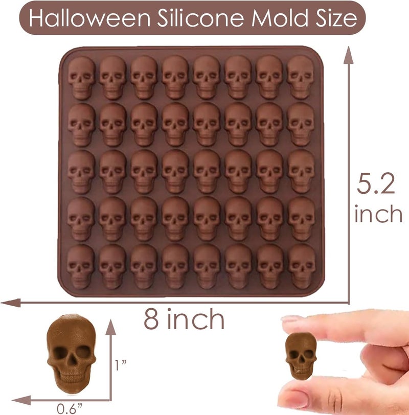 EASHOPBAL Mini Skull Silicone Molds for Chocolate with Candy Bags, 3 PCS Halloween Chocolate Molds Silicone for Chocolate Gummy Candy Wax Melts Ice Cube Jelly Non-Stick Oven Safe - Image 5