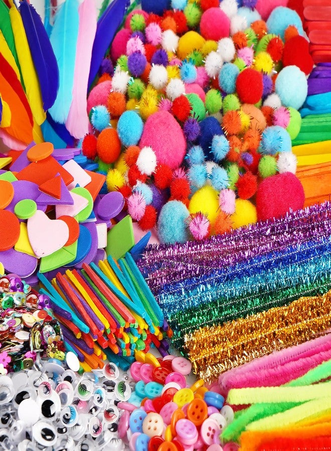 FUNZBO 2000Pcs+ St Patricks Day Arts & Crafts Supplies Kits for Kids, DIY Craft Supplies for Toddlers Art Supply Tools Set Pipe Cleaners, Pom Poms and Feather, Birthday Gifts for Kid Girls Ages 4-8-12 - Image 4